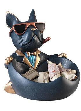 法斗犬狗狗收纳摆件家居装饰玄关鞋柜钥匙遥控器收纳盒工艺品礼品