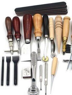 厂家直销DI18件皮革工艺套装手缝菱斩手工皮艺工具套装02款