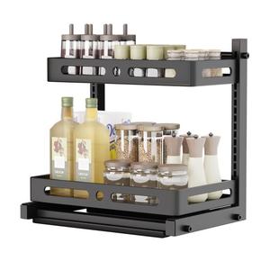 热销厨房下水槽置物架收纳抽拉式收纳架调料碗碟橱柜分层架