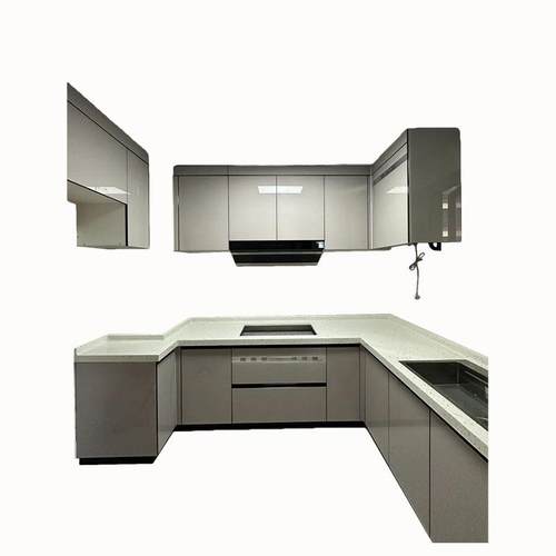 欧式北欧橱柜简约家用整体石材橱柜轻奢实木吊柜PET高光橱柜门板