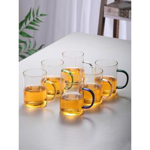 玻璃杯带把耐高温泡茶杯子家庭喝水杯牛奶杯家用客厅绿茶杯具套装