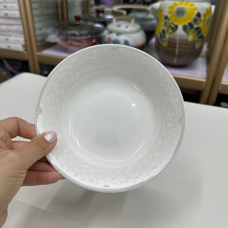 韩国皇家格拉芙顿银叶骨瓷器韩式饭碗汤碗盘子口碟圆盘深盘陶瓷碗