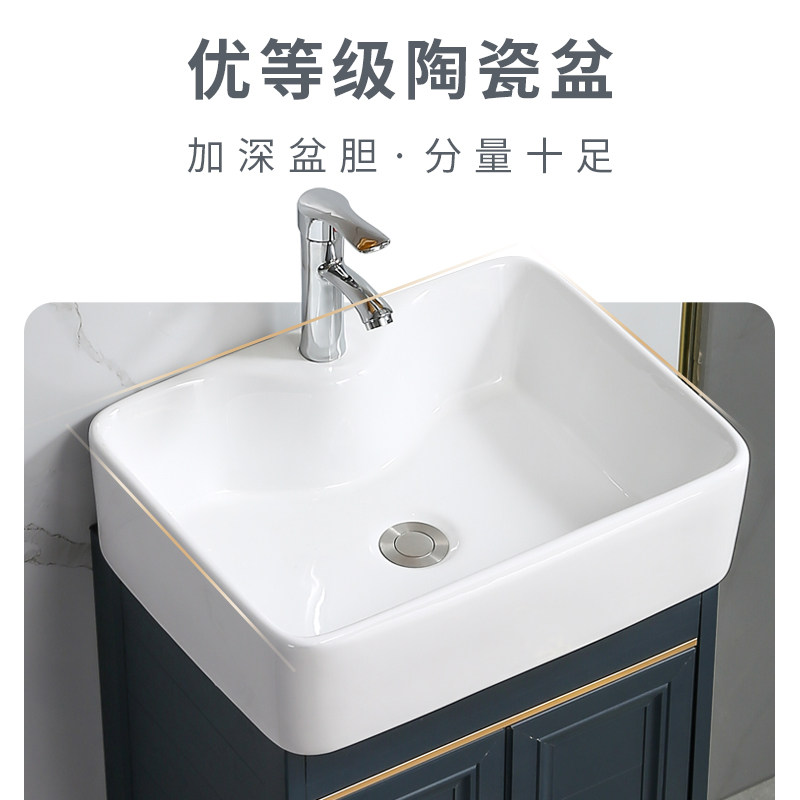 小户型立柱盆家用洗脸盆一体落地式卫生间洗手盆柜组合阳台台盆池