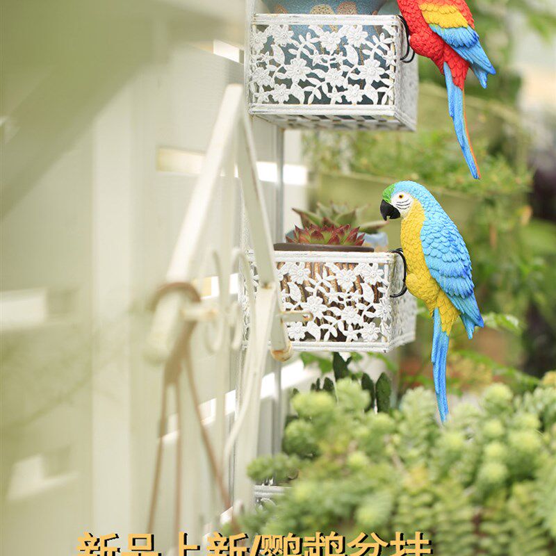 比如树户外花园装饰摆件彷真鹦鹉景观花盆挂件鱼缸动物创意挂件