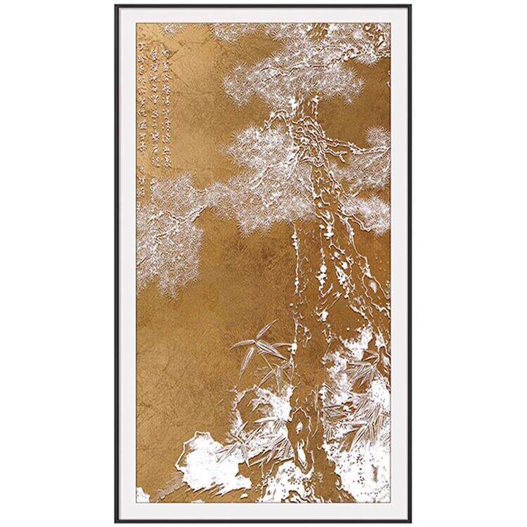 酒店走廊过道档挂画新中式山水风景画玄关3D立体浮雕大气装饰画