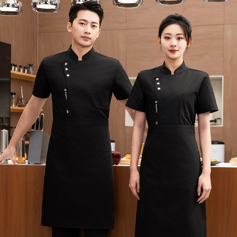 厨师服春款短袖男女厨房后厨工装制服定制定做酒店厨师工作服