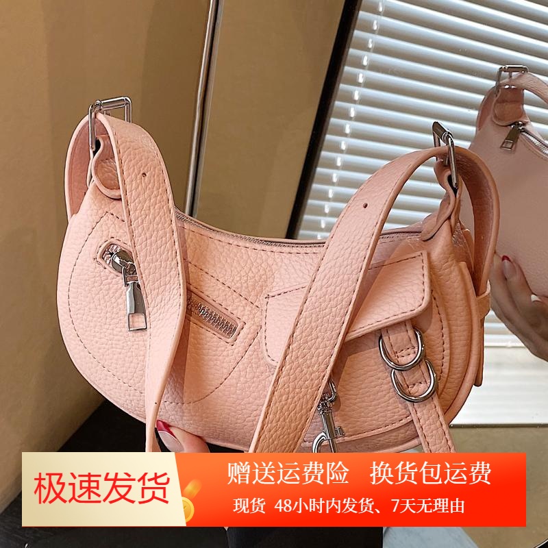 韩版时尚休闲复古简约通勤单肩包包女士2025夏季新款感斜挎饺子包