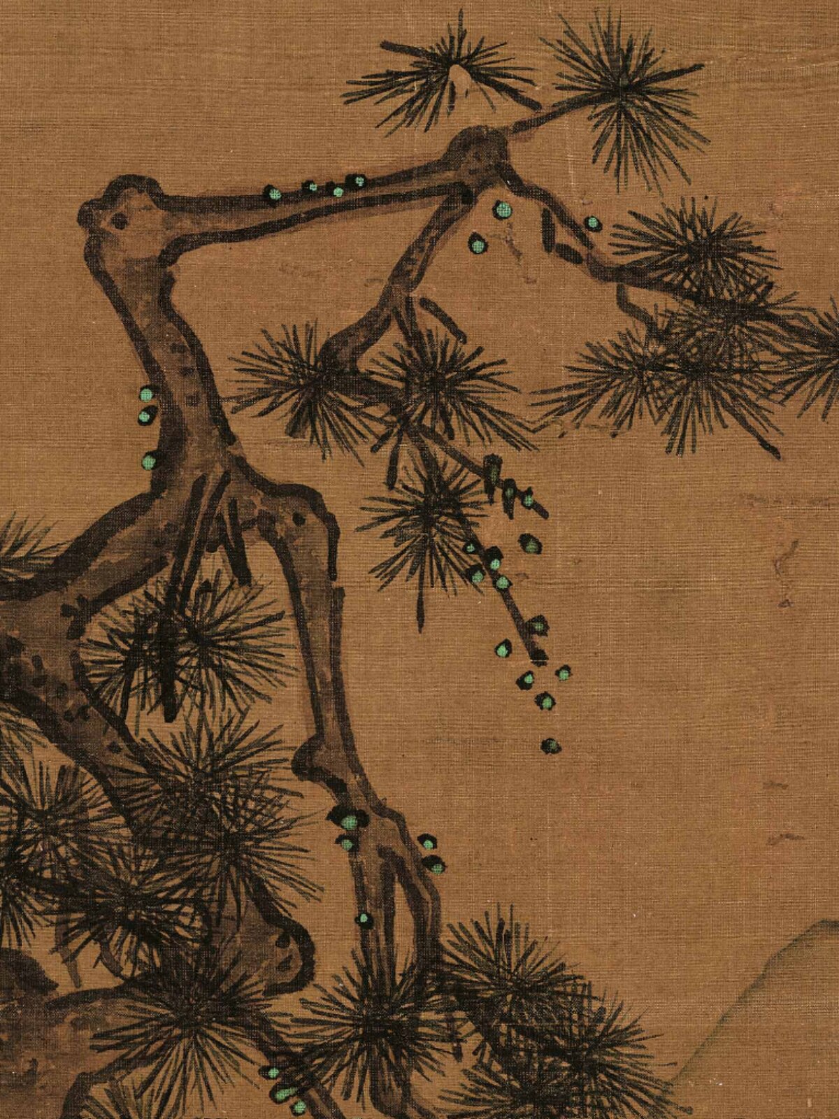 宋马远 松寿图名家真迹国画山水风景挂画装饰画临摹教学高清微