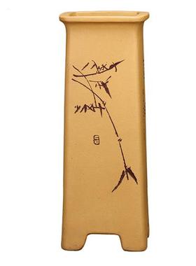 精品黄色四方紫砂兰花盆大号高千筒手工高档陶瓷桌面绿植老桩包邮