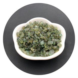 天然绿色磷灰石碎石摆件消磁净化鱼缸花盆造景装饰石美甲供佛风水