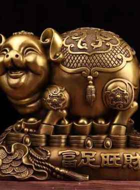 新全铜金猪存钱罐摆件生肖福猪能进能出储钱罐家用办公室前台装品