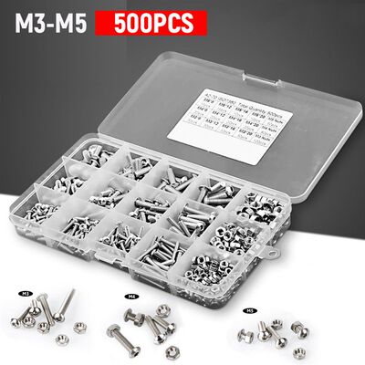 500pcs Bolts and Nuts Combination Set 304 Stainless Steel Th