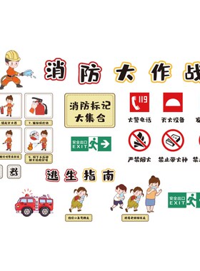 好货幼儿园环创主题墙成品消防安全知识文化楼梯墙面装饰画托管班