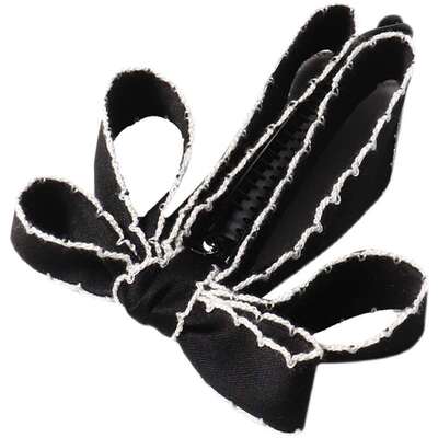 极速Bow banana hair clip vertical clip word clip black elega