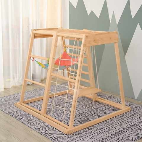 儿童实木滑梯室内家用幼儿园滑梯宝宝小型秋千组合家庭锻炼攀爬架