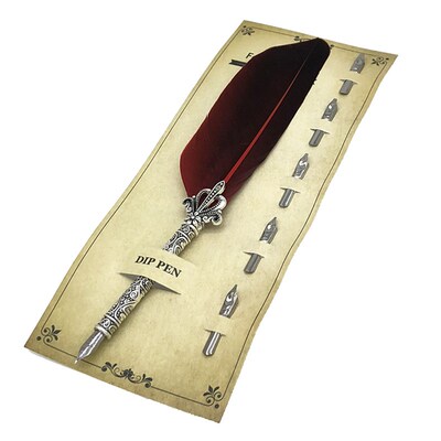 极速Retro Feather Dip Fountain Pen Feather Quill Dip Fou