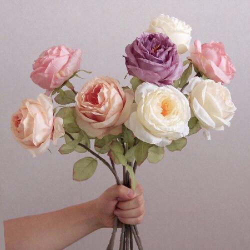 极速1pc 53cm Artificial Flowers Head Silk Rose Flower For