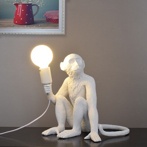 极速European Resin Black White Monkey Table Lamp Sitting Roo