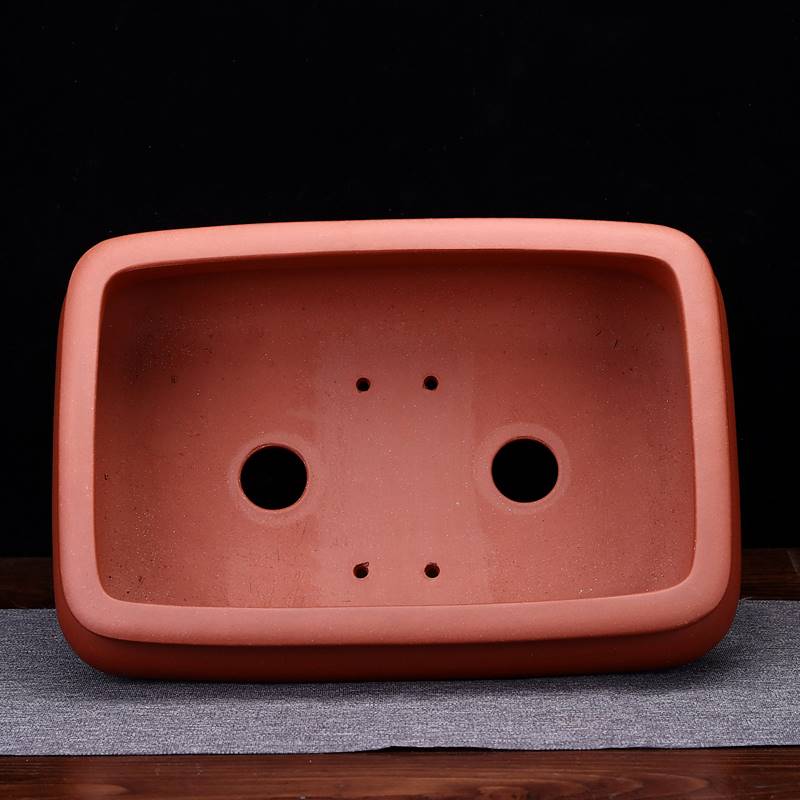 紫砂花盆精品长方形带底座桌面盆景花卉绿植简约陶瓷榕树老桩包邮