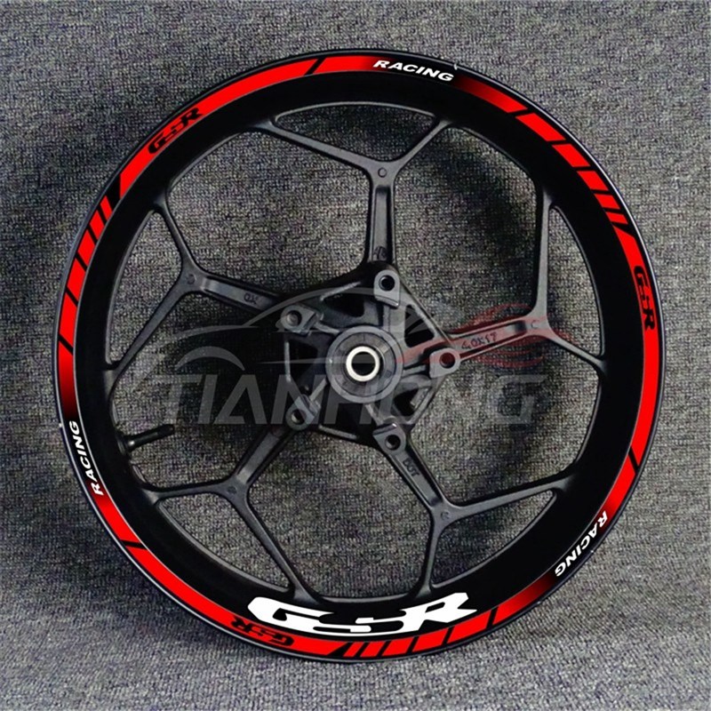 新款跑车机车GSX250R 600 750 1000改装轮壳框圈个性反光贴片纸花
