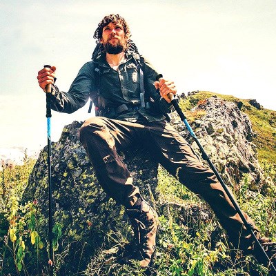 拐杖碳纤维杖碳素登山手v徒步超轻健走爬山杖。外锁老人伸缩户外