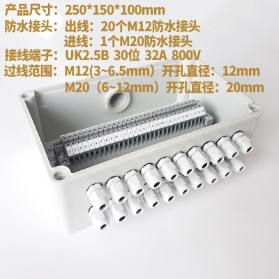 新品 一進十出二十出塑料防水接線30位端子盒戶外電線分線控制設備