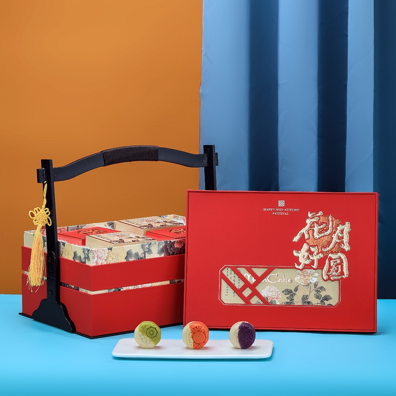 国潮月饼礼盒包装盒空盒2023中秋节花好月圆高档国风双层提篮酒店