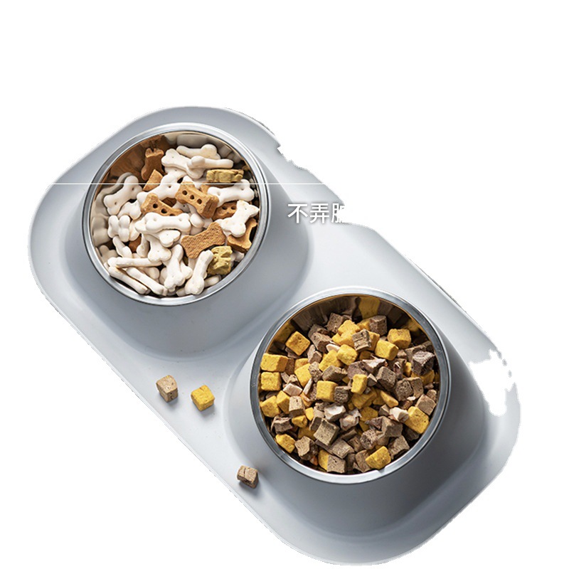 猫饭碗猫碗双碗盆狗食狗盆狗碗宠物猫咪饭碗斜口防打翻猫粮食盆