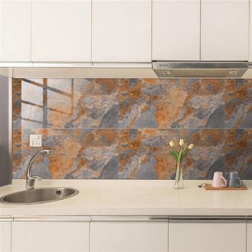 好货416 Pieces Wall Tile Stickers Rock Pattern Peel And Stic