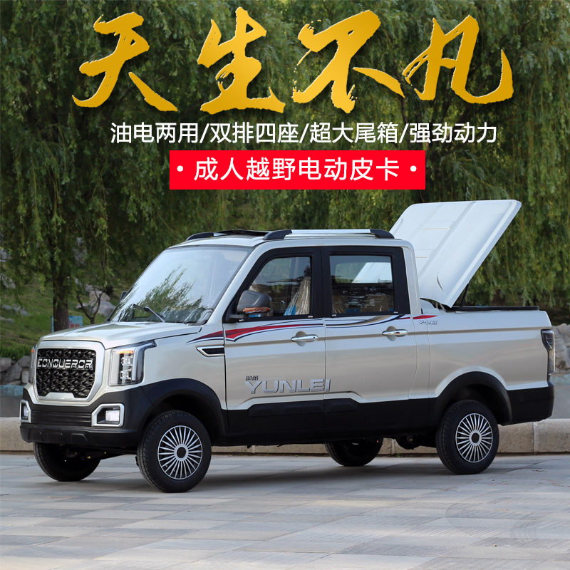 新款成人新能源油电混合两用电动四轮皮卡车货车代步轿车家用