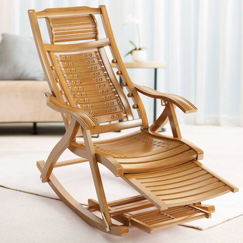 楠竹折叠摇椅家用午休摇椅阳台休闲夏季老人竹摇摇椅可调节折叠