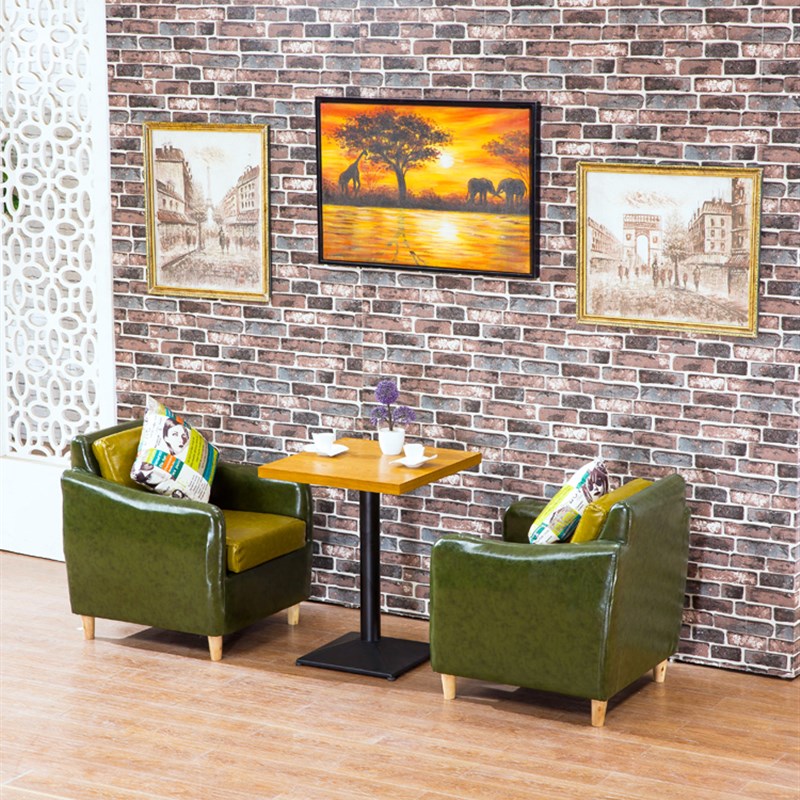 奶茶店咖啡厅皮布艺双人桌椅沙发清吧轰趴馆面馆卡座休闲洽谈桌椅