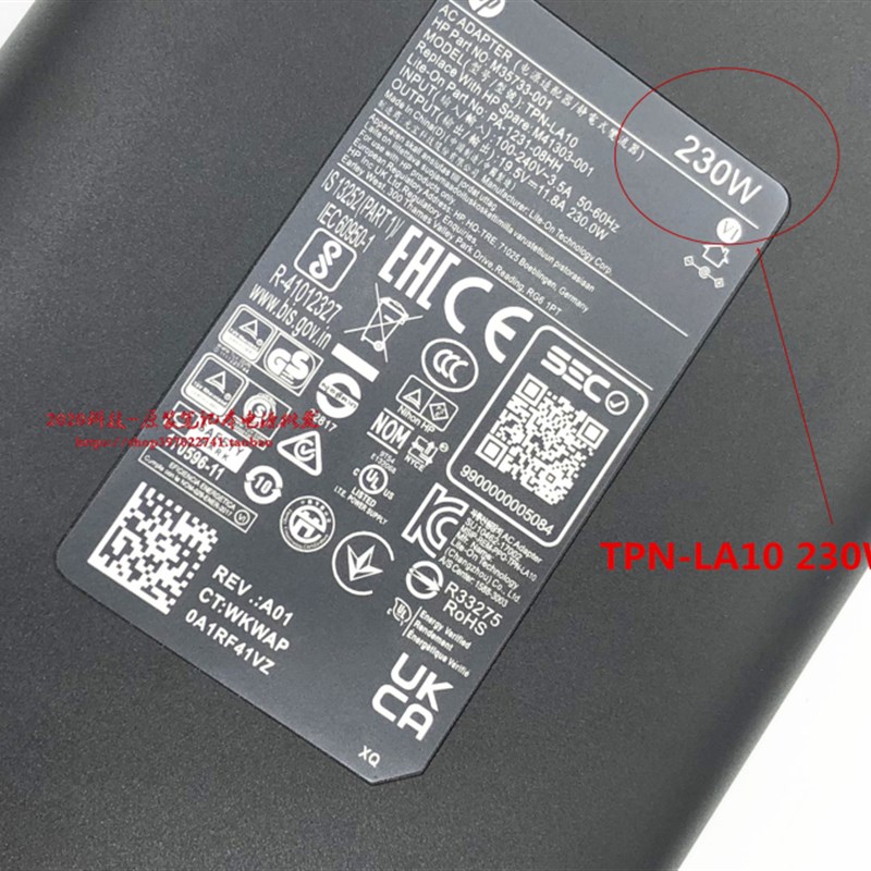 惠普TPN-DA12 230W电源配接器暗影精灵6pro 7 8笔记型电脑充电器