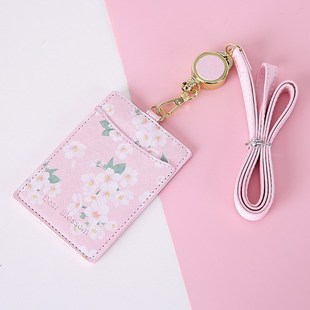 极速Flowers Leather Badge Holder Lanyards Id Card Badge Name