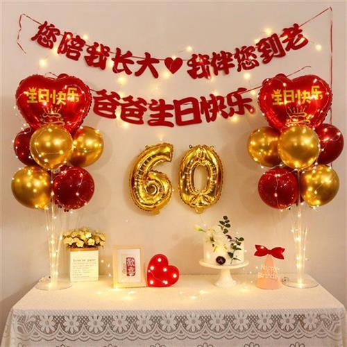 长辈过寿宴老人70大寿爸爸80妈妈60岁生日场景布置气球背景墙装饰