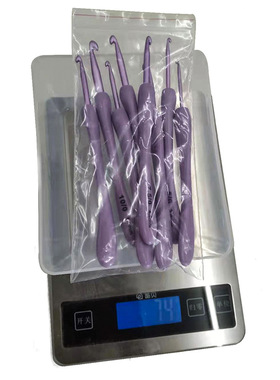 编织工具毛衣针新款ABS紫色塑料柄氧化铝钩针一套8支装袋