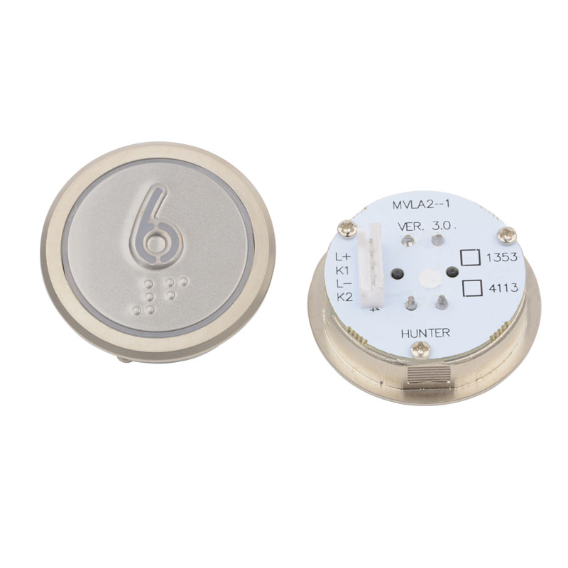 拉把电梯按钮MVLA2-1圆形按键HUNTER带盲文白光适用博林特配件