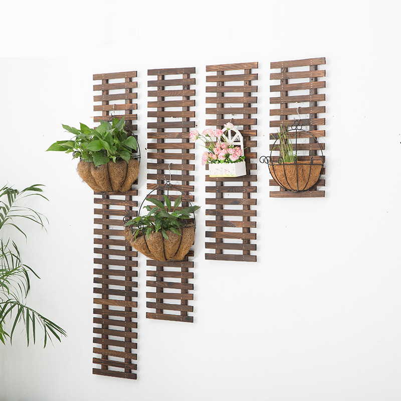 网格阳台悬挂墙壁墙上花架实木防腐壁挂装饰绿萝墙面吊兰花盆挂式