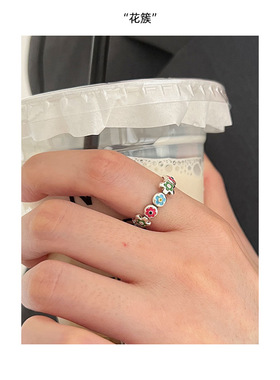 《花簇》戒指女小花开口滴油开口戒甜美风格礼物