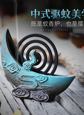 好货大号蚊香盘托创意陶瓷驱蚊香炉家用室内熏蚊香盒带盖卧室蚊香