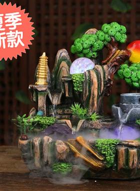 ,抽水泵造景转运球石磨电视柜养鱼水循环流水摆件雾化器水缸搭配