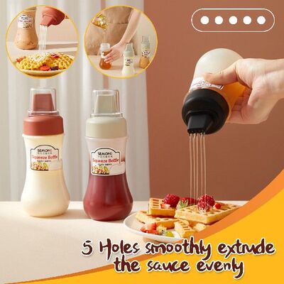 极速350ml 5 Hole Squeeze Condiment Bottles With Nozzles Plas