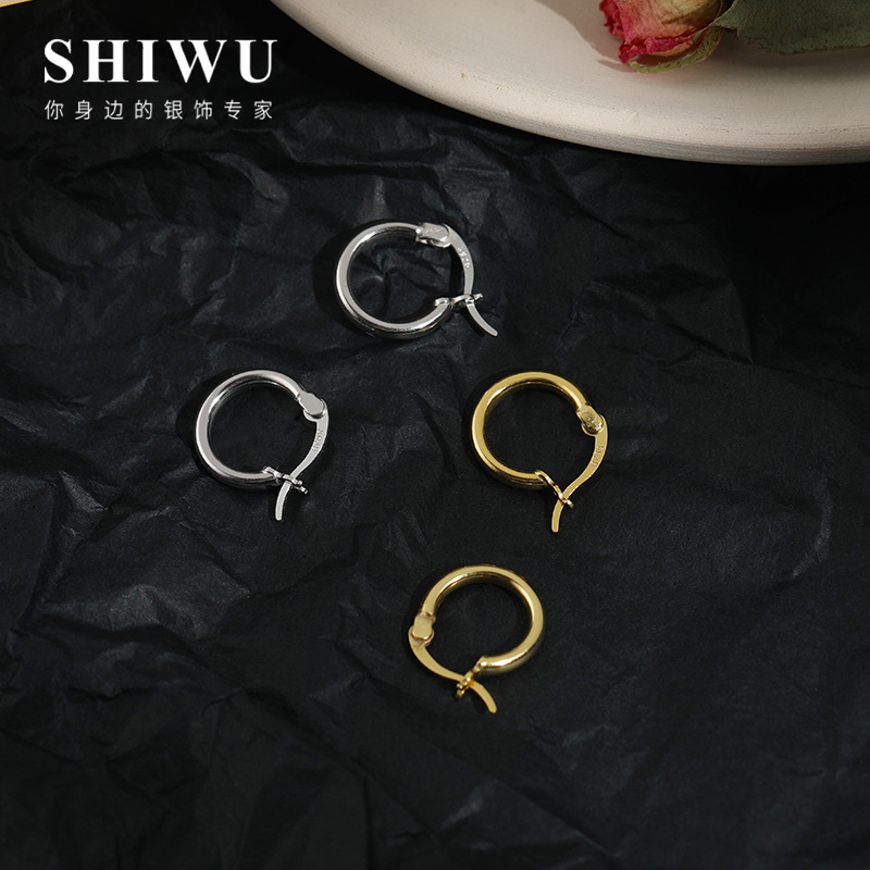 银饰圆圈耳圈女气质韩国耳饰耳环复古港风耳钉简约冷淡风简约百搭