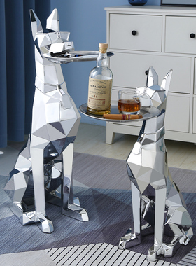 客厅落地狗大摆件托盘电镀轻奢高档电视柜装饰品乔迁新居开业礼物