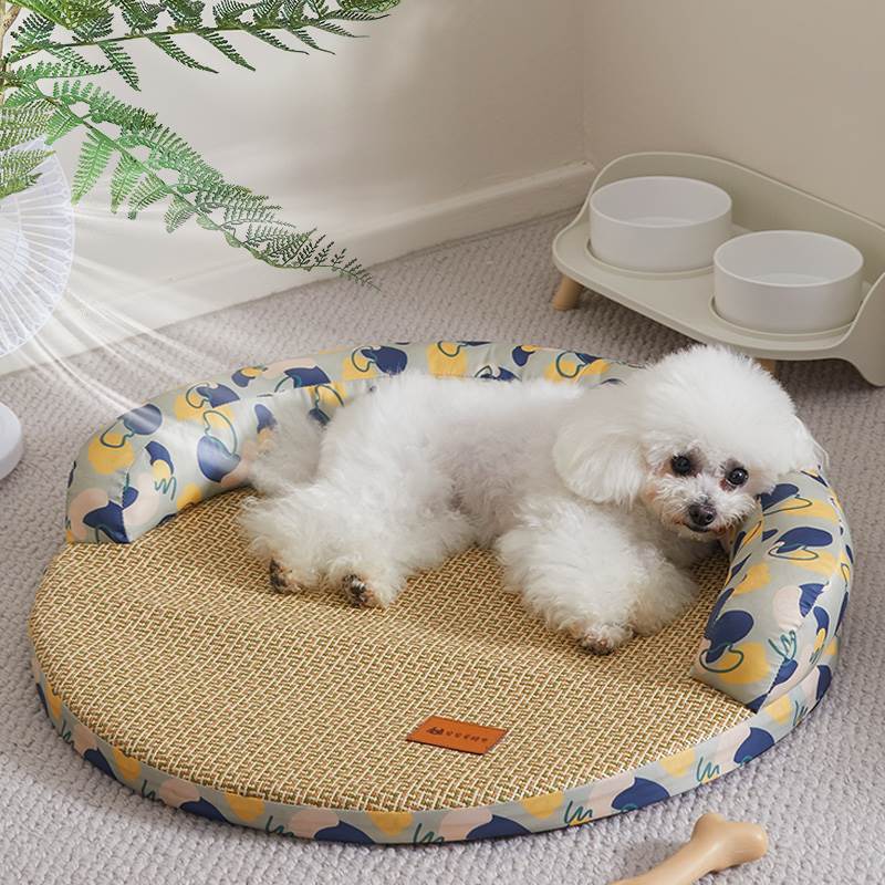狗窝夏季狗狗凉席可拆洗降温小型犬泰迪睡觉用夏天猫咪宠物床垫子