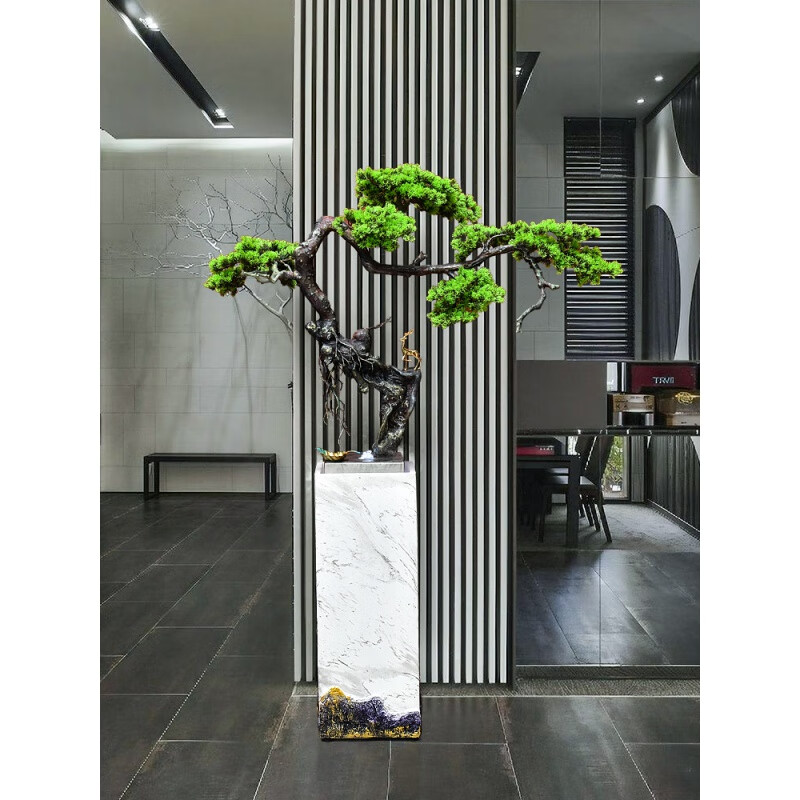 迎客松落地大型简约现代客厅办公室软装摆件新居乔迁礼品迎风松