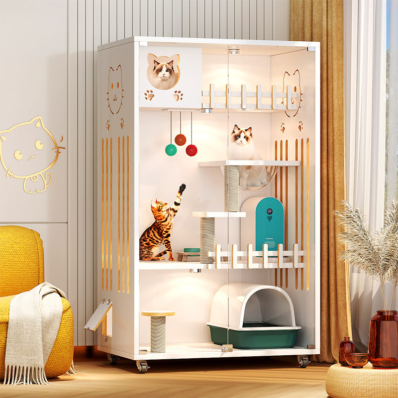 实木猫笼子自由空间猫咪房子猫窝家用猫别墅猫柜猫屋超大豪华猫舍