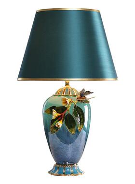 珐琅彩欧式台灯卧室床头灯创意中式客厅书房卧室装饰现代简约温馨