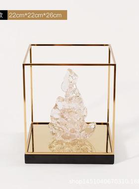 新中式透明假山软装摆件禅意太湖石高端酒店客厅玄关博古架装饰品