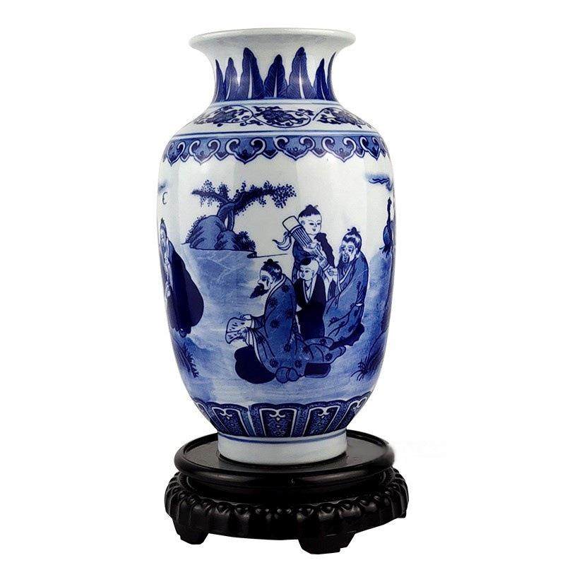 景德镇陶瓷器仿古青花瓷花瓶酒柜装饰品家居客厅工艺品摆件可制定